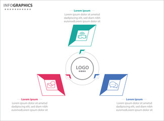 Circle infographic template with 3 options for presentations. Vector infographic design template. diagram, number options. Data visualization. Business concept with 3 steps, three process.