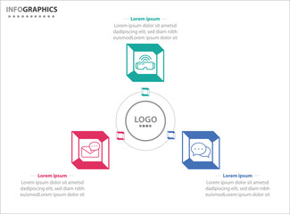 Circle infographic template with 3 options for presentations. Vector infographic design template. diagram, number options. Data visualization. Business concept with 3 steps, three process.