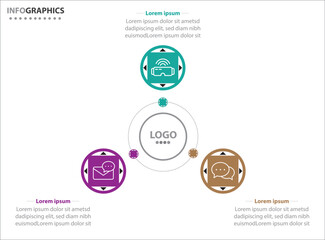 Circle infographic template with 3 options for presentations. Vector infographic design template. diagram, number options. Data visualization. Business concept with 3 steps, three process.