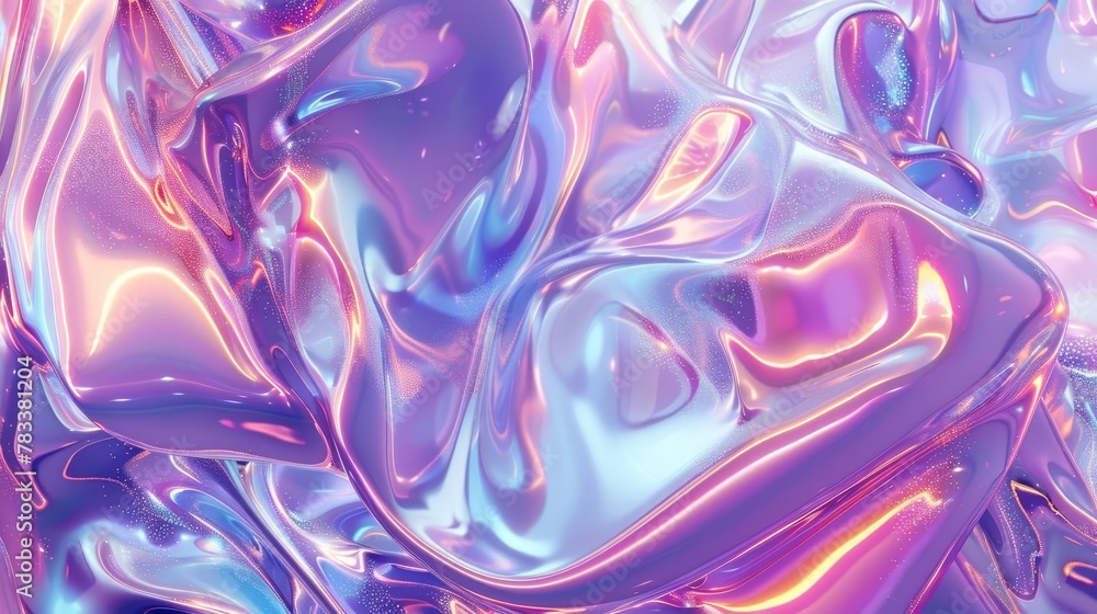 Poster iridescent abstract background shimmering colors and fluid shapes 3d render