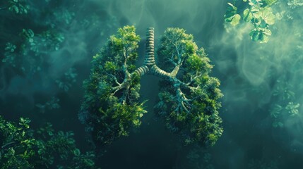 Abstract lungs formed by tree branches, centered for World Asthma Day - obrazy, fototapety, plakaty
