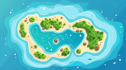 Island in the sea. sunny day.