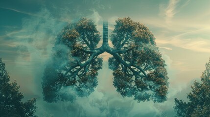 Abstract lungs formed by tree branches, centered for World Asthma Day