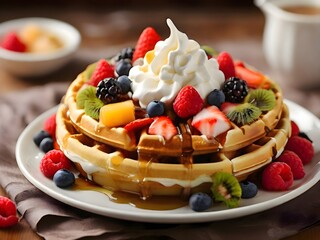 fruit waffles with berries © The Best One