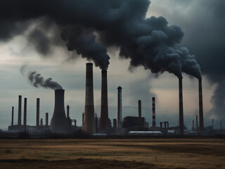 A chemical industry emits toxic smoke into the atmosphere. Generative AI