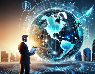 International currency global finance money business digital exchange dollar investment technology world economy market bank transfer concept financial trade