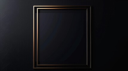 Golden frame on a black textured background with ample copy space for text. Modern minimalist frame design on a dark elegant backdrop.