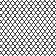 Wired Metal Fence Mesh Vector. Pattern Texture Of Steel Wire Grid Isolated On White Transparent Background. 3d Aluminum Grate For Jail Cage. Safety Barrier. - obrazy, fototapety, plakaty