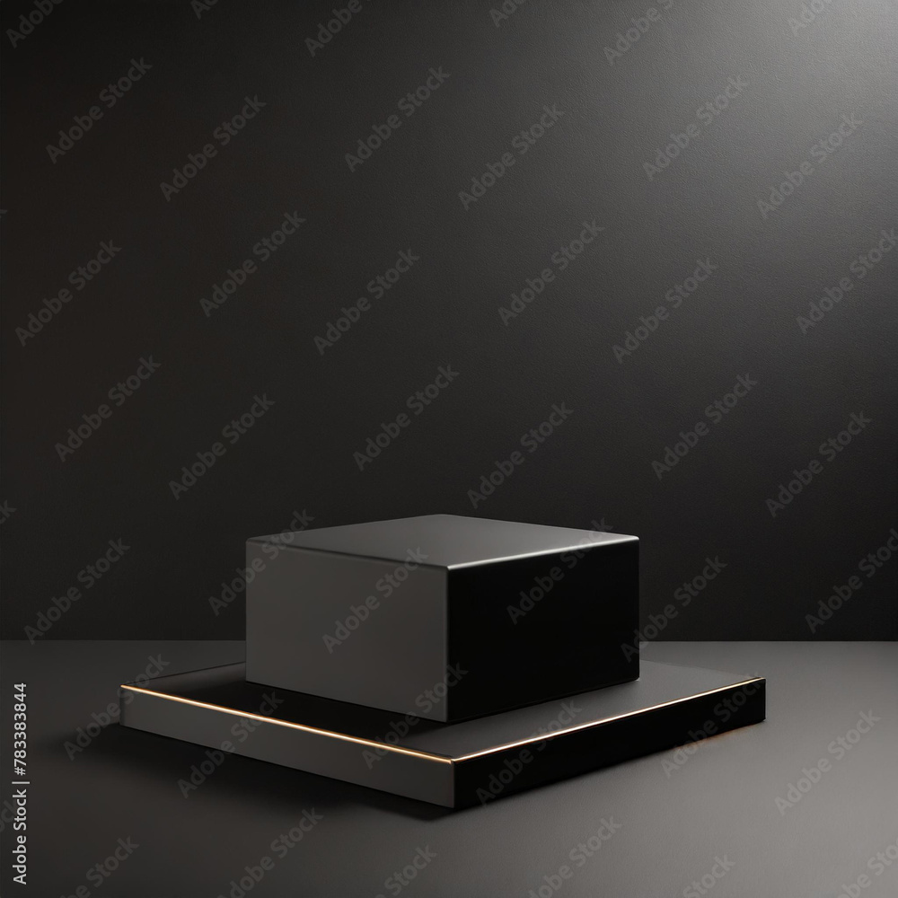 Poster luxury black podium empty 3d background with product presentation cube stage pedestal minimal platfo