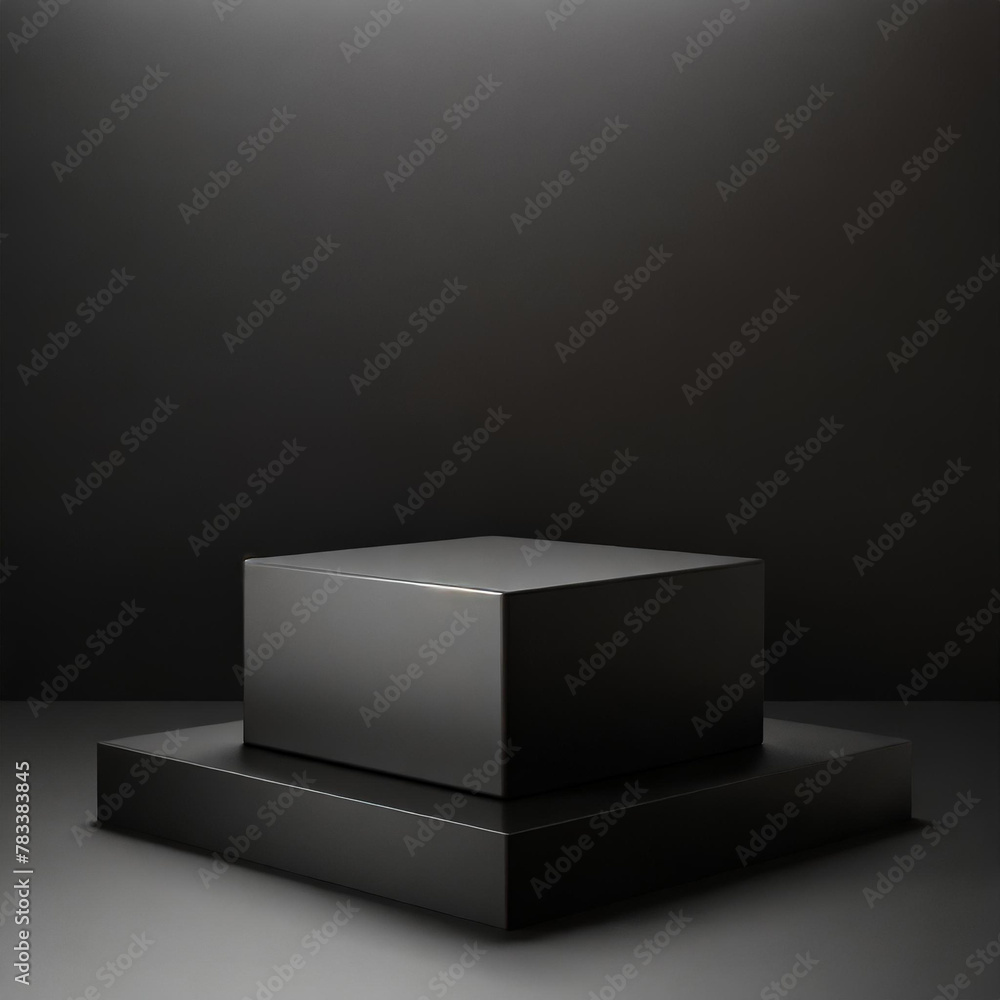 Poster luxury black podium empty 3d background with product presentation cube stage pedestal minimal platfo