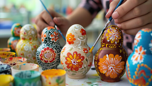 Matryoshka Doll Painting Workshop: A creative workshop where participants paint traditional Russian nesting dolls (matryoshka dolls) with intricate designs