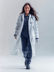 Smiling Female Physician in Medical Attire