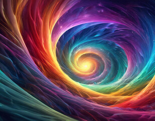 Multicolored vortex energy, cosmic spiral waves, colorful swirl path, dimensional portal, abstract futuristic digital background