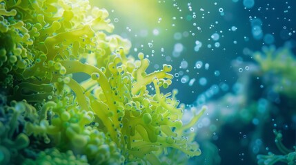 Fototapeta na wymiar Green seaweed underwater.