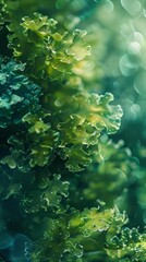 Naklejka premium Green seaweed underwater.