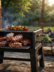American-style barbecue, cooked meats al fresco.
