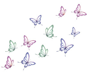 colorful watercolor butterflies fly away with flock