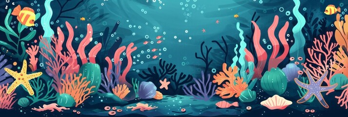 Fototapeta na wymiar Underwater sea world. Algae and corals.