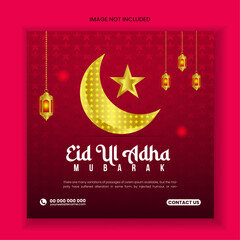 Eid Mubarak social media post, eid ul fitr Mubarak or eid ul adha design,  geometric shape design background space for text, holy day Islamic social media post or Ramadan Kareem banner