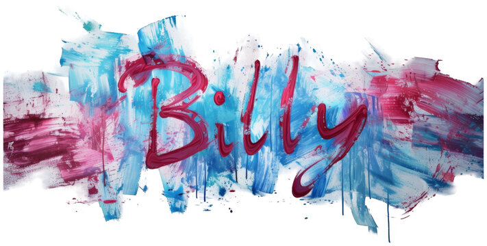 a painting of the word bully with a red and blue paint splatter. Transparent Background PNG