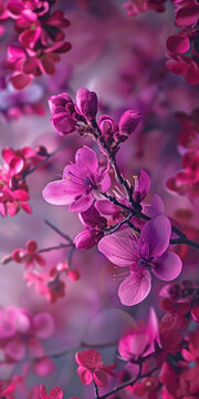 A close up of a pink flower with a purple background