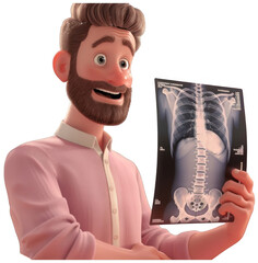 a man holding a x - ray image in a room. Transparent Background PNG