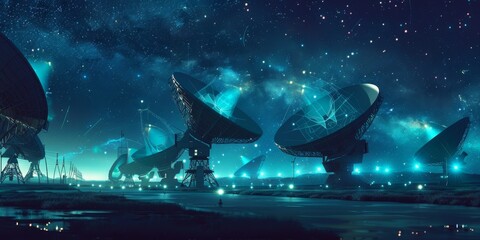 huge antennas looking into space Generative AI - obrazy, fototapety, plakaty