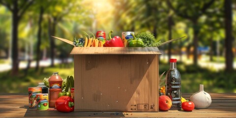 donating food boxes to help those in need Generative AI - obrazy, fototapety, plakaty