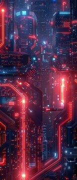 Cyber city skyline wallpaper, 3D render of glowing neon metropolis with elevated highways--sref https://cdn.midjourney.com/42edffb1-0775-4eeb-8d6c-3bacaa126c4c/0_0.webp