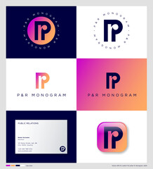 Letter R inside letter P. PR monogram. Public relation logo.  Identity and app icon for Public Relation technology.