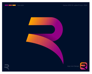 R monogram. Letter R consists of gradient ribbon. Public relation logo. Identity and app icon.