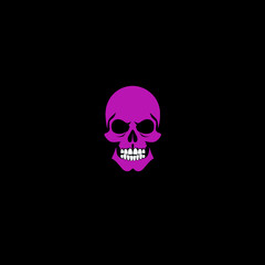 Fototapeta premium Minimalist Dark Pink Human Skull Icon Isolated on a Black Background