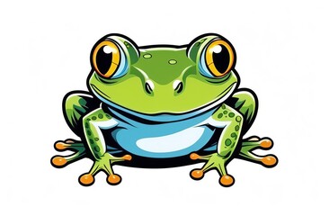 An adorable green cartoon frog with a friendly smile