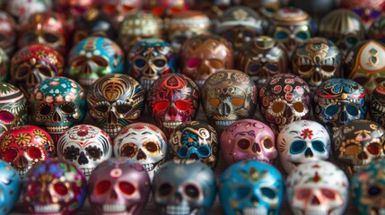 A large number of skulls are arranged in a pattern, AI