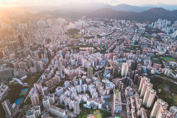 Amazing aerial view of the metropolis Hong Kong, Hung Hom district, Kowloon