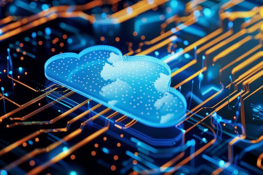Cloud technologies in IT. Cloud computing concept. Protecting against vulnerabilities in the cloud, data security and cloud connection technology