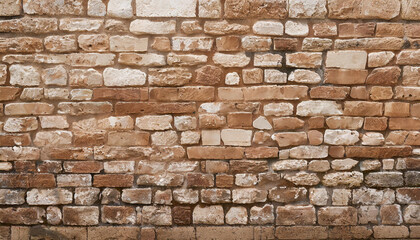 Obraz premium Stonewall, old brown stone pattern in textured wall, ancient bricks texture, facade material background