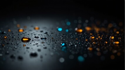 colorful to dark black background with water drops from Generative AI
