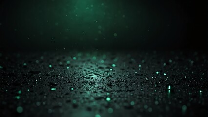 green to dark black background with water drops from Generative AI