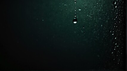 green to dark black background with water drops from Generative AI