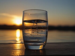glass of water on the beach