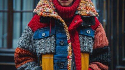 Woman Wearing Multicolored Coat and Scarf