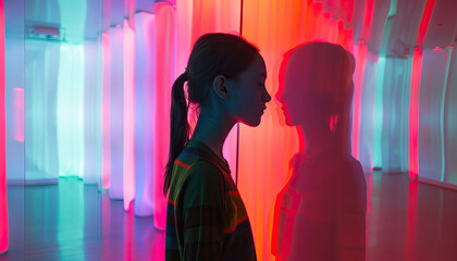 Girl with Sensory Processing Disorder Using Sensory Room. Sensory Integration Techniques. Spectrum Disorder. Learning Disability.