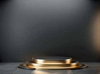Super luxury Gold Podium Background, Product presentation display, shiny showcase pedestal 