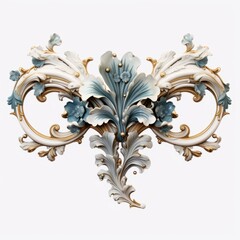 Elegant baroque-style floral ornament illustration, perfect for classical design themes, historical publications, and ornate decor motifs.
