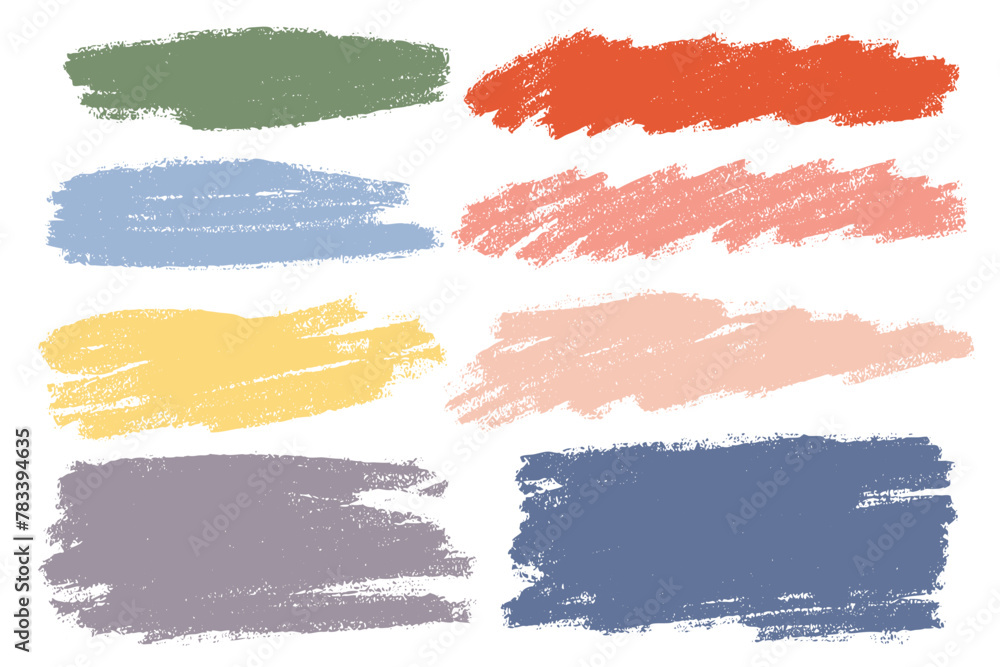 Poster vector set of hand drawn crayon strokes, shapes for backdrops. monochrome design elements set. one c