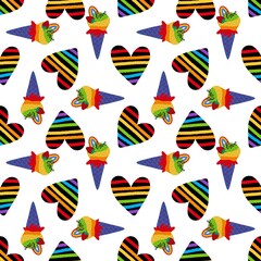 Summer print rainbow ice cream seamless lgbt love pattern for wrapping paper and fabrics and party pride accessories