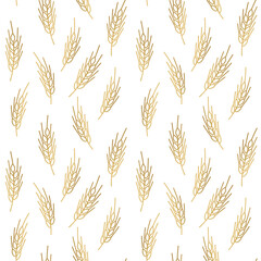 seamless golden pattern with wheat ears; great for first holy communion invitation and other accessories - vector illustration - 783395247