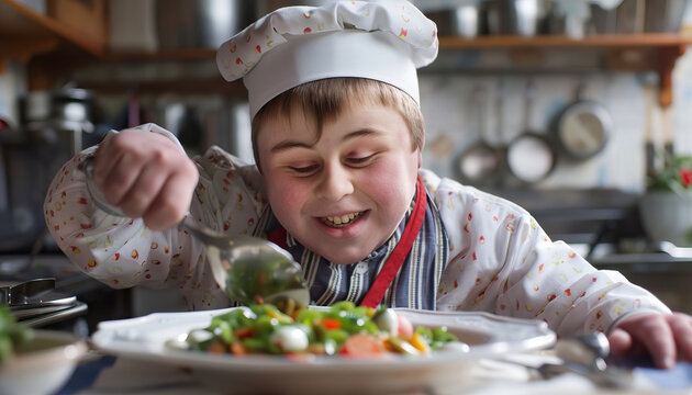 Creative Cooking: Chef with Down Syndrome Shares Recipes and Culinary Skills on Social Media. Learning Disability
