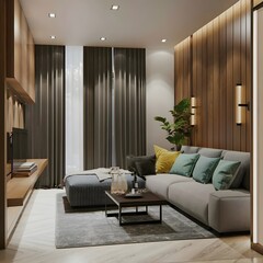 Luxury living room interior design. 3d render concept.

